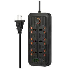 SEISA - Extensión Toma Corriente 3000W 6 Puertos USB y Tipo C Carga Rápida