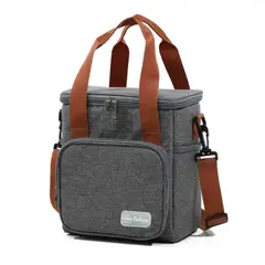 GENERICO - Lonchera portátil de gran capacidad con 2 bolsillos - GRIS