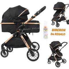 BABY HAPPY - Coche para Bebe Moises Reversible Gold Negro