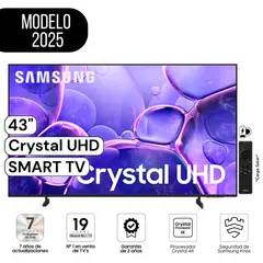 SAMSUNG - Televisor 43" Pulg. Crystal UHD 4K Smart TV 43U8000FG Modelo(2025) - Negro