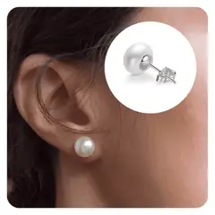 GENERICO - Aretes Perla Del Río Original Plata 950 Joya Regalo Mujer - 10mm
