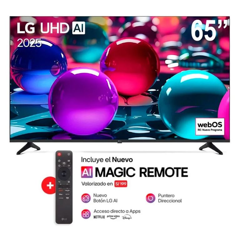 TELEVISOR 65" UHD 4K SMART TV THINQ AI 65UA7300PSB 2025 + Control Magic Thinq IA