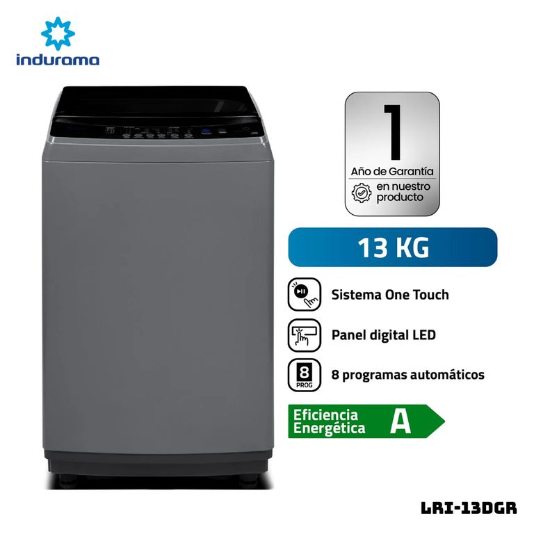 LAVADORA ANTIENRREDO 13 KG CARGA SUPERIOR GRIS - LRI-13DGR