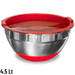 ICHIMATSU - Bowl Acero Base Silicona Con Tapa Rojo 24Cm-