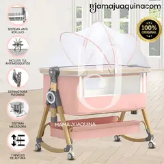 BABY - Cuna Colecho Mecedora Plegable 2 en 1 «LAYNE» de Lujo Pink