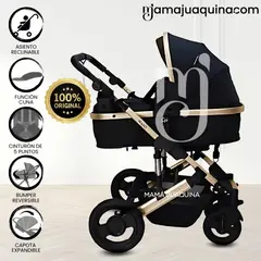 EBABY - Coche Cuna Moisés de Lujo «PRADO GOLD» Black