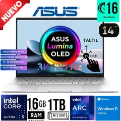 ASUS - Laptop Zenbook 14 OLED UX3405CA-PZ33 14´ 3k Tactil Ultra 9- 285H RAM 16GB SSD 1TB W11 Home