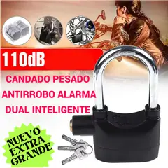 GENERICO - CANDADO ALARMA SIRENA ANTIRROBO GRANDE NEGRO INTELIGENTE MOTOS BICICLETA SCOTER