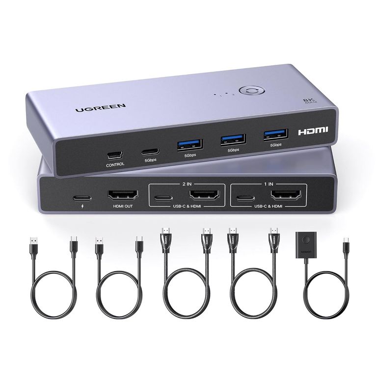 Conmutador KVM 2x HDMI 8K 60Hz 2.1 USB-C 3.0 4 puertos USB CM692 25961