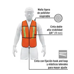 PRETUL - Chaleco De Seguridad Con Cintas Reflectivas Naranja 21025