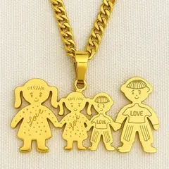 GENERICO - Collar mamá papá con niños familia para mujer