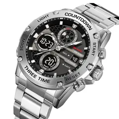 SKMEI - Reloj 2502 Correa Acero Digital Analogo Plateado