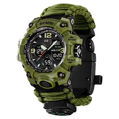 SKMEI - Reloj 1155B Tactico Militar Correa Nylon Tejida Cuerda Brújula
