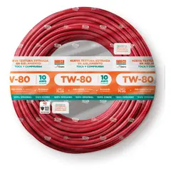 INDECO - Cable THW-90 Plus 10 AWG 450/750V Rojo 100 Metros