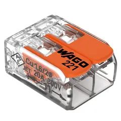 WAGO - Conector empalme 2 polos c/palanca (0,2 - 4 mm2), Transparente - Una caja (100 unid.)