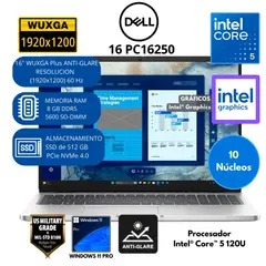 DELL - Laptop Pro Intel Core 5 (16 PC16250) RAM 8 GB SSD 512 GB 16" WUXGA PLUS Windows 11 PRO