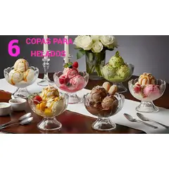 GENERICO - 6 COPAS VASO TAZA PARA POSTRE HELADO CÓCTEL DE VIDRIO FORMA DE PÈTALOS TALLADO
