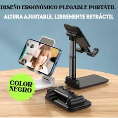 GENERICO - SOPORTE PORTA CELULAR TELÉFONO HOLDER PLEGABLE PORTÁTIL NEGRO