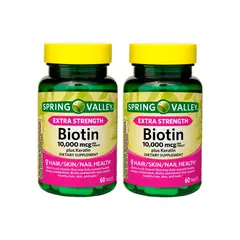 SPRING VALLEY - Suplemento Biotina Premium 10000Mcg 60 Caps 2 Und