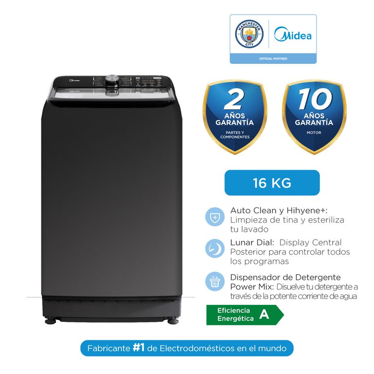 Lavadora Automática 16Kg Carga Superior Titanium MA512W160T-PE