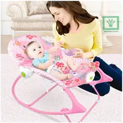 IDEAL BABY & KIDS - Mecedora para Bebes Musical y Vibrador Cisne Rosado
