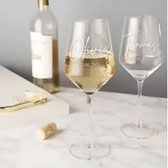 BLOOM - Copa de Vino Personalizada con Nombre Grabado x 2 - 13oz