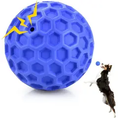 GENERICO - Pelota para Perro Superresistente de Caucho Natural con Sonido d8cm Color Azul