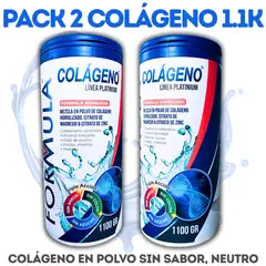 GENERICO - Pack 2 Frascos de 1Kg 100gr Colágeno Hidrolizado Sin Sabor Neutro