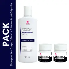 GENERICO - Pack Shampoo Anti Caspa 250 ml + 2 Minoxidil 60 Cápsulas