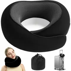 ELMEJORPRECIO - Cojín de Cuello Ergonómico Ajustable para Viaje y Oficina Negro