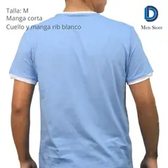 GENERICO - Polo de hombre manga corta con rib blanco 100% algodón