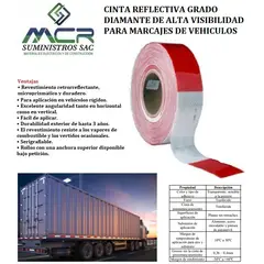 3M - CINTA REFLECTIVA CON LOGO DE 2″ o 5CM DE ANCHO X 45.72M ROJO y BLANCO