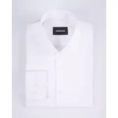 Andrew'S Ties - Camisa Vestir - Blanco Twill con Puño Simple
