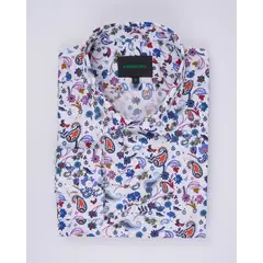ANDREW'S TIES - Camisa Casual Estampada - Blanco con Detalles de Flores
