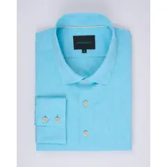 ANDREW'S TIES - Camisa Casual de Lino - Celeste