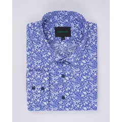 Andrew'S Ties - Camisa Casual Estampada - Azulino con Detalles de Flores