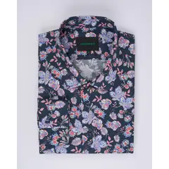 ANDREW'S TIES - Camisa Casual Estampada - Azul con Detalles de Flores