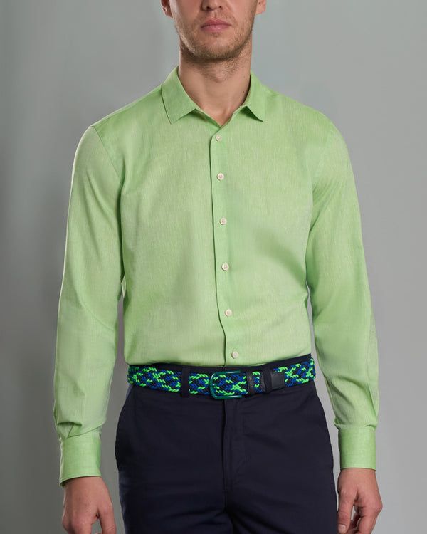 Camisa Casual de Lino - Verde Limon