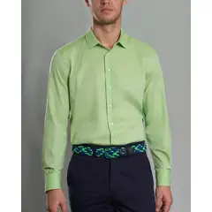 ANDREW'S TIES - Camisa Casual de Lino - Verde Limon