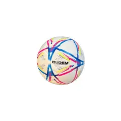 RUDEM FITNESS - PELOTA DE FUTBOL RUDEM CUERO PVC FOAM 3.5 MM (blanco con fucsia)