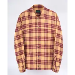 ANDREW'S TIES - Sobre Camisa Camel a Cuadros con Broche