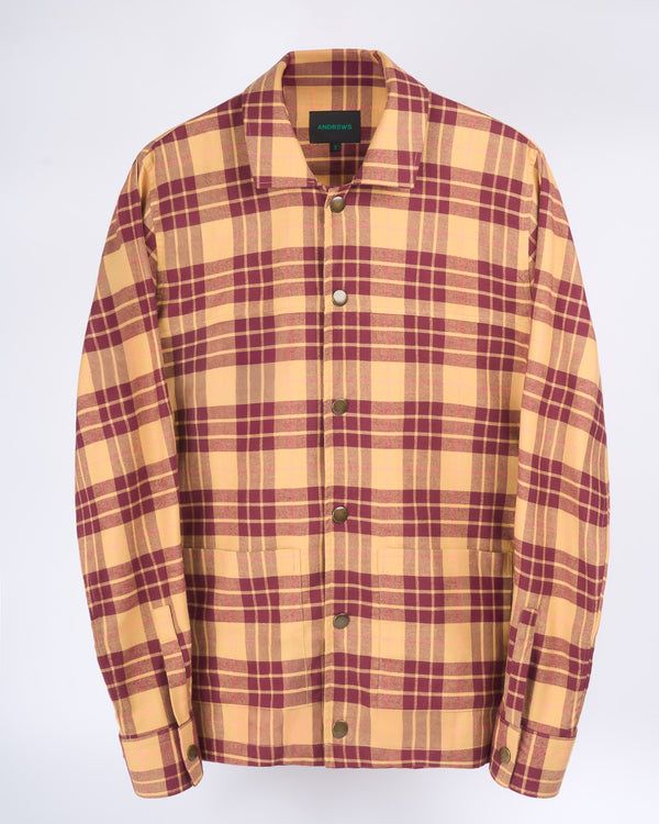 Sobrecamisa Camel a Cuadros con Broche