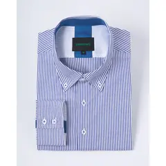 ANDREW'S TIES - Camisa Casual A Rayas Azul con detalle Azul Acero