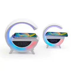 GENERICO - Pack x2 Lampara Reloj Despertador Parlante Bluetooth Carga Qi 6 en 1