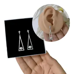 GENERICO - Aretes Mujer Perla Regalo Mamá Novia Joya Plata 925