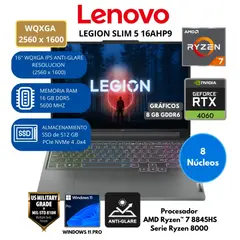 LENOVO - Laptop LEGION SLIM 5 AMD Ryzen 7 (16AHP9) RAM 16 GB SSD 512 GB 16" WQXGA IPS Windows 11