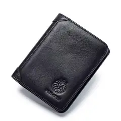SCHLATUM - Billetera Slim Bifold Hombre Cuero Genuino con Bloqueo RFID