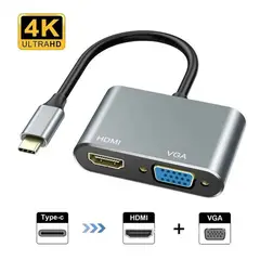 GENERICO - Adaptador de audio USB C a HDMI VGA