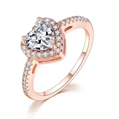 LA TIENDA 88 JOYAS Y ACCESORIOS - La Tienda 88 - Anillo De Compromiso Mujer Mini Corazon Bañado - Rosa