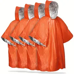 VATYERTY - 4 ponchos de lluvia de emergencia con capucha Naranja